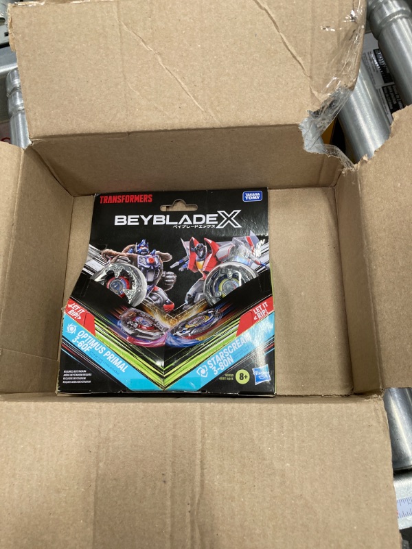 Photo 1 of Beyblade X Transformers Collab Optimus Primal 3-60F vs. Starscream 3-80N Multipack Set with 2 Tops & 2 launchers; Battling Top Toys for 8 Year Old Boys & Girls (Amazon Exclusive)
