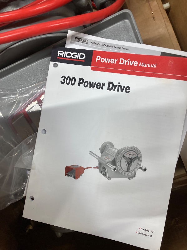 Photo 1 of RIDGID 15682 Model 300 Power Drive Complete, 38 RPM Pipe Threading Machine with 1/2-Inch to 3/4-Inch, 1-Inch to 2-Inch Universal Alloy Threading Die Heads, Oiler
