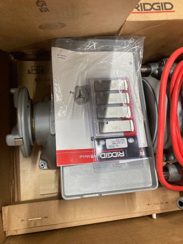 Photo 1 of RIDGID 15682 Model 300 Power Drive Complete, 38 RPM Pipe Threading Machine with 1/2-Inch to 3/4-Inch, 1-Inch to 2-Inch Universal Alloy Threading Die Heads, Oiler