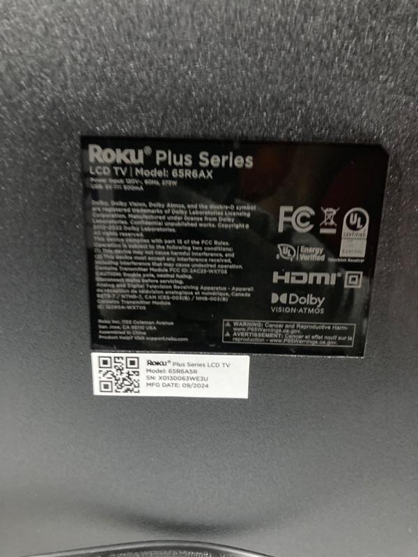 Photo 1 of Roku Smart TV – 65-Inch Plus Series 4K QLED RokuTV with Roku Voice Remote Pro, Dolby Vision, Striking 4K Resolution, Automatic Brightness, & Seamless Streaming – Live Local News & Sports