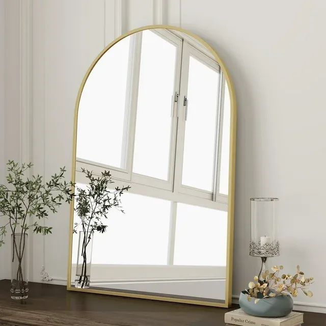 Photo 1 of BEAUTYPEAK 20"x 30" Bathroom Mirror Wall Vanity Arched Mirror, Black, Crown Shape
