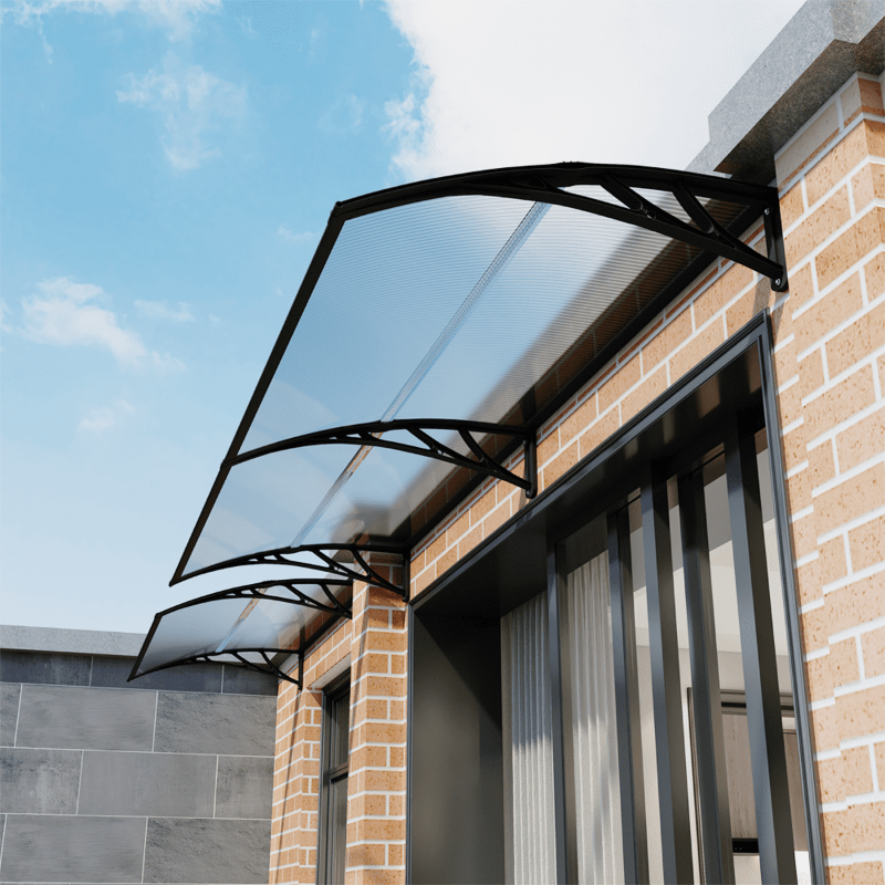 Photo 1 of 40"x60" Awnings Durable Polycarbonate Canopy Black Bracket & Transparent Board for Window Door
