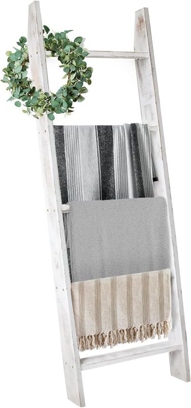 Photo 1 of 
Honest Blanket Ladders for The Living Room, 5-Tier Blanket Holder, Wall-Leaning Blanket Rack, Ladder Shelves, Wooden Quilt Ladder, Farmhouse Decor, White WASHED
