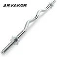 Photo 1 of ARVAKOR Olympic 47" Curl Bar, Barbell Standard Weight Lifting Bar Threaded Non-slip, 440-Pound Capacity, Silver
