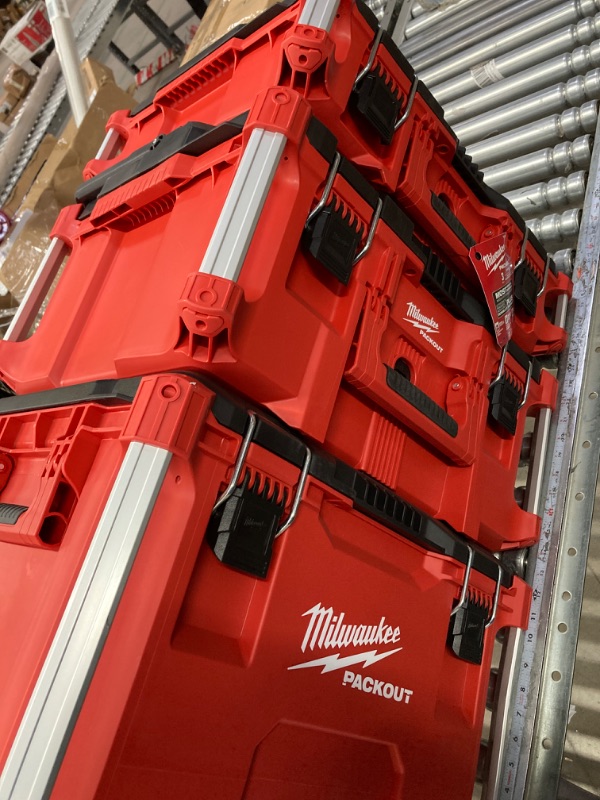 Photo 1 of Milwaukee PACKOUT 22 in. Rolling Tool Box, 22 in. Large Tool Box and 22 in. Medium Tool Box ProSystem Low Profile Handle 48-22-8401