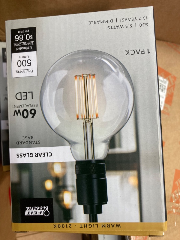 Photo 1 of 60-Watt Equivalent G30 Dimmable Cage Filament Clear Glass E26 Vintage Edison LED Light Bulb, Warm White