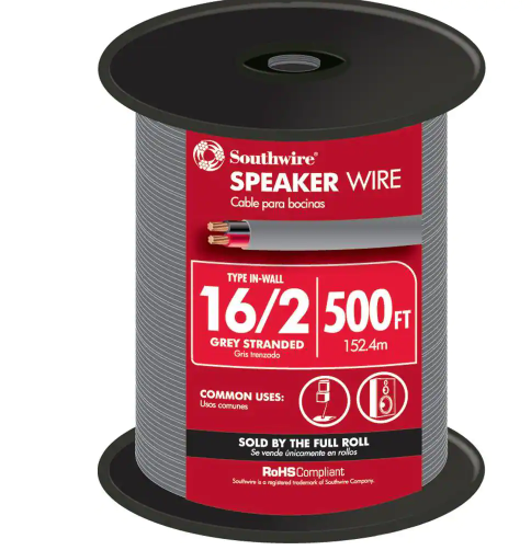 Photo 1 of 500 ft. 16/2 Grey Stranded CU In-Wall CMR/CL3R Speaker Wire
