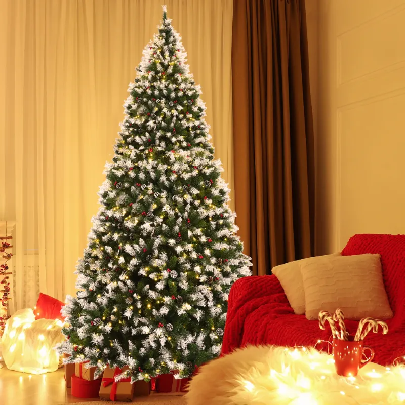 Photo 1 of  9ft Spray White Christmas Tree Classic Pine Tree PVC Material Thicken Tips