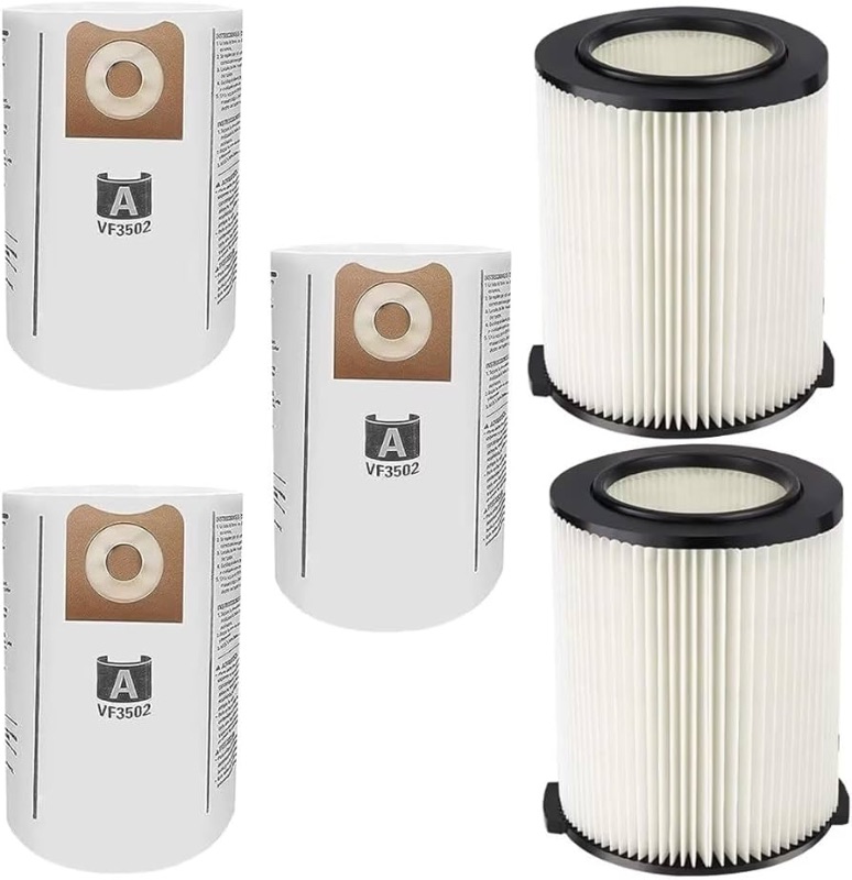 Photo 1 of 2 Pack VF4000 Filter for Ridgid Vac Wet Dry 5-20 Gal, Fit for Husky Vacuums 6-9 Gal WD5500 WD0671 RV2400A RV2600B WD06700 WD09450 & 3 Pack VF3502 Vacuum Bags for Ridgid 12-16 Gallon Vacuum