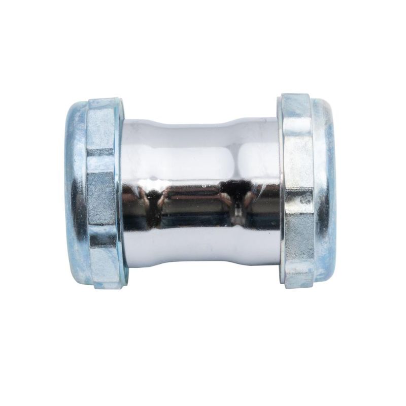 Photo 1 of 1-1/4 in. X 2 in. 20-Gauge Chrome-Plated Brass Double Slip-Joint Compression Coupling
