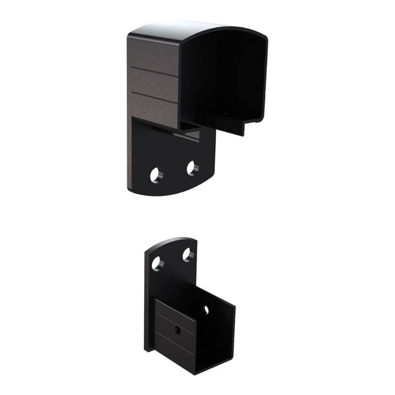 Photo 1 of 2 in. H X 3 in. W Matte Black Aluminum Deck Railing Wall Mount Bracket Kit for 36 in. High System
