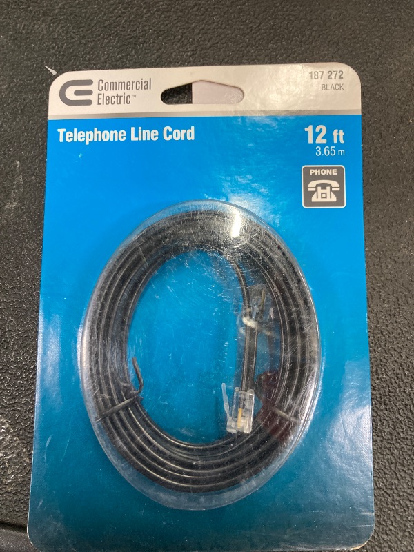 Photo 2 of 12 ft Telephone Line Cord Black