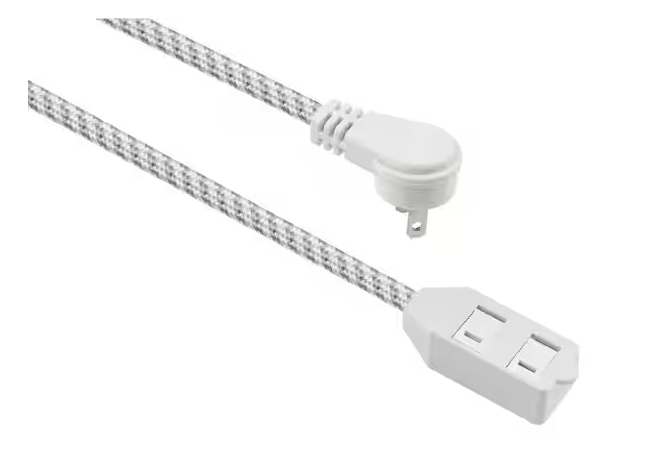 Photo 1 of 10 ft. 16-Gauge/2 White Braided Extension Cord


