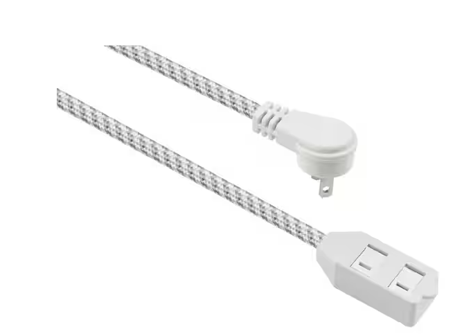 Photo 1 of 10 ft. 16-Gauge/2 White Braided Extension Cord


