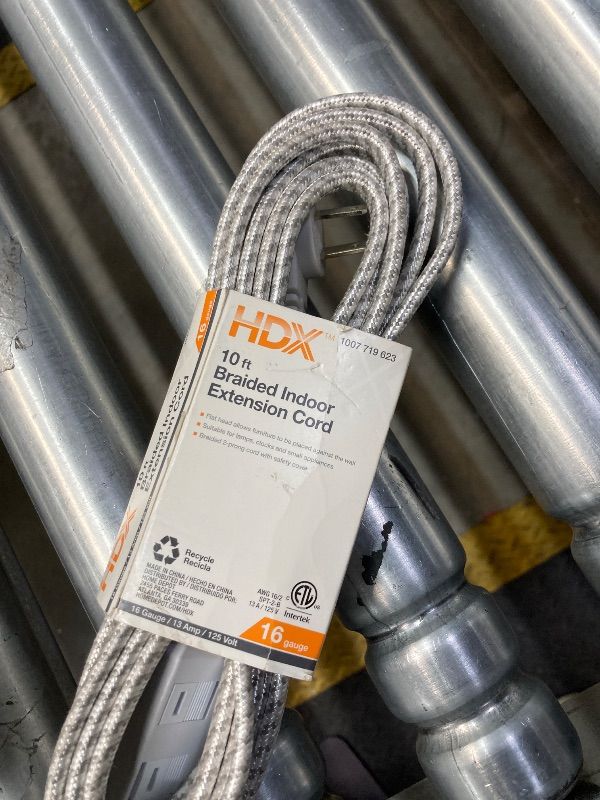 Photo 2 of 10 ft. 16-Gauge/2 White Braided Extension Cord


