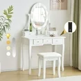 Photo 1 of ****PICTURE IS SIMILIAR/MISSING STOOL AND PARTS****Ktaxon Makeup Vanity Table WHITE 5 DRAWERS/MIRROR
