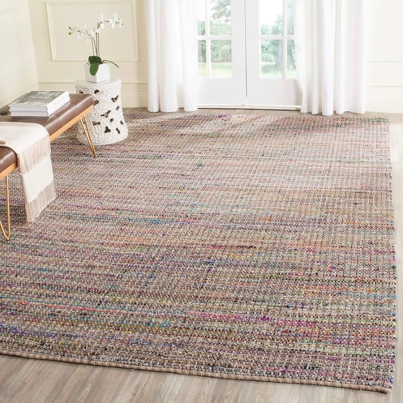 Photo 1 of **SIMILIAR TO THE IMAGE******SAFAVIEH Nantucket Collection Area Rug - 5' x 8', Beige, Handmade Boho Cotton, Ideal for High Traffic Areas in Living Room, Bedroom (NAN220E)