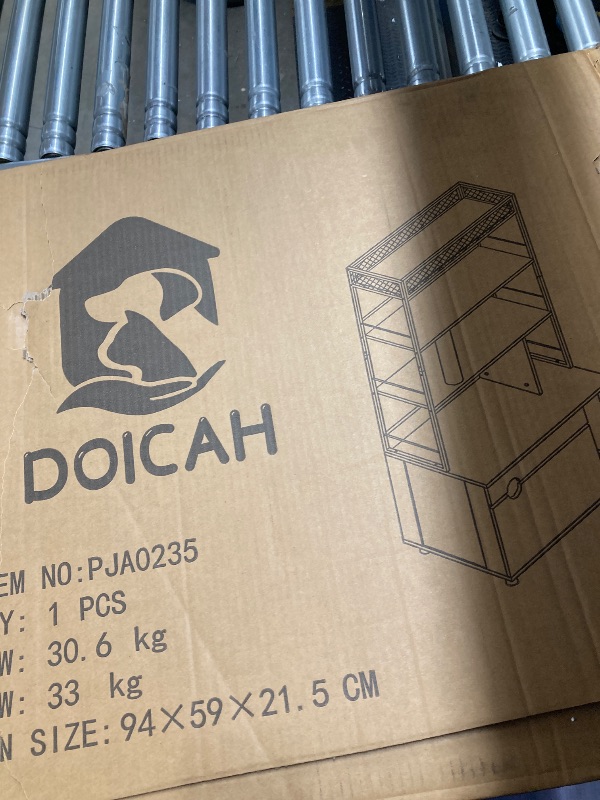 Photo 1 of DOICAH Cat Litter Box Enclosure with 3 Tier Shelves,Hidden Litter Box Furniture with Double-Layer Litter Mat,Cat Washroom Storage,Wooden Cat Litter Box Enclosure Furniture,Rusitc Brown