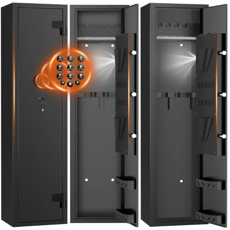 Photo 1 of BESAFETY 5-7 Long Gun Safes, Gun Cabinets for Home Storage of Rifle and Pistols, Quick Access Rifle Safe with Alarm System, Gun Racks, Pistol Pocket
