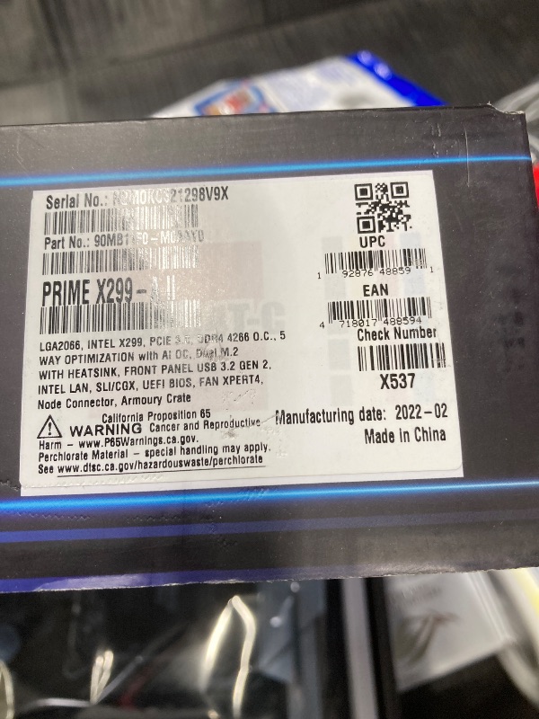 Photo 3 of Asus Prime X299- A II ATX Motherboard (Intel X299) LGA 2066, 12 IR3555 Power Stages, DDR4 4266 MHz, Triple M.2, USB 3.2 Gen 2 Type-C, Intel LAN and Aura Sync RGB Lighting