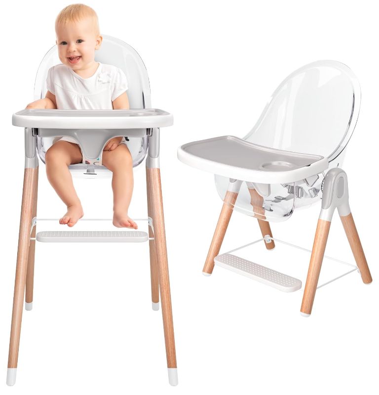 Photo 1 of Children Of Design Classic Non-Reclinable 6 in 1 Baby High Chair for Babies and Toddlers, Modern Safe & Compact wooden Highchair, Easy to Clean, Removable Tray, Easy to Assemble