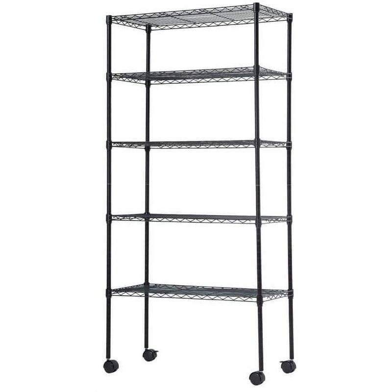 Photo 1 of BestOffice 14"W x 30"D x60"H-Shelf Adjustable Standing Garage Shelves Shelving Unit with Wheels, Black
