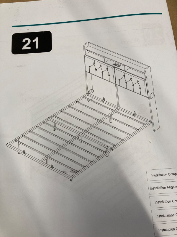 Photo 2 of ***UNSURE OF BED SIZE, MEASURMENTS ON BOX ARE 147X49X16.5CM***  Bed Frame with Headboard and Storage Drawers, Upholstered Black Platform Bed Frame with Storage Typ-C Charging Port, LED King Bed Frame with Headboard, Heavy Duty,No Box Spring Need
