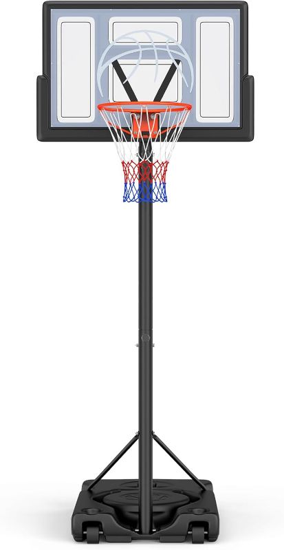 Photo 1 of Basketball Hoop Outdoor 10ft Adjustable, Portable Basketball Hoop Goal System for Kids Youth and Adults in Backyard/Driveway/Indoor, 44 Inch Shatterproof Backboard and Larger Base