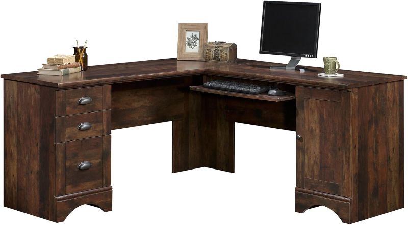 Photo 1 of ***BOX ONE OF TWO***  Sauder Harbor View Corner Computer Desk, L: 66.14" x W: 66.14" x H: 30.28", Curado Cherry
