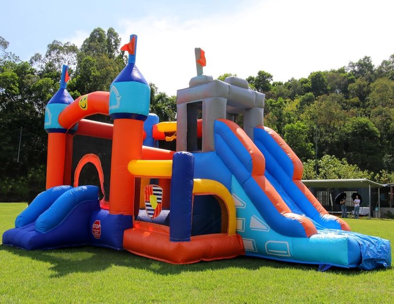 Photo 1 of 16x12FT Commercial Grade Bounce House Castle Inflatable, (Heavy Duty PVC), (1100w Blower)- 2 Slide, Ball Pit, Basketball Hoop, Obstacle-Bouncy House for Big Kid 5-12, Outdoor Party Toy Pool Backyard
