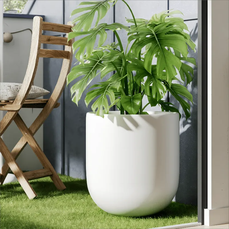 Photo 1 of BEMAY 12" Ceramic Plant Pots, Large Flower Pots with Drain Holes& Plug Indoor Planter, White Outdoor Planter