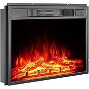 Photo 1 of 23" Electric Fireplace Insert 1500W Stove Heater for TV Stand with Recessed Mounted Flame LED Logs, Timer Setting, Remote Control Fireplace Heater, Adjustable Flame Color Brightness (Black)
