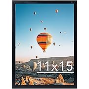 Photo 1 of 11x15 inch Picture Frame, Horizontal and Vertical Formats for Wall Hanging, 11 x 15 Wall Gallery Poster Photo Frame with Shatter Resistant Plexiglass, Black
