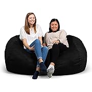 Photo 1 of Big Joe Fuf XXL Foam Filled Bean Bag Chair with Removable Cover, Black Plush, Soft Polyester, 6 feet Giant, For adults
