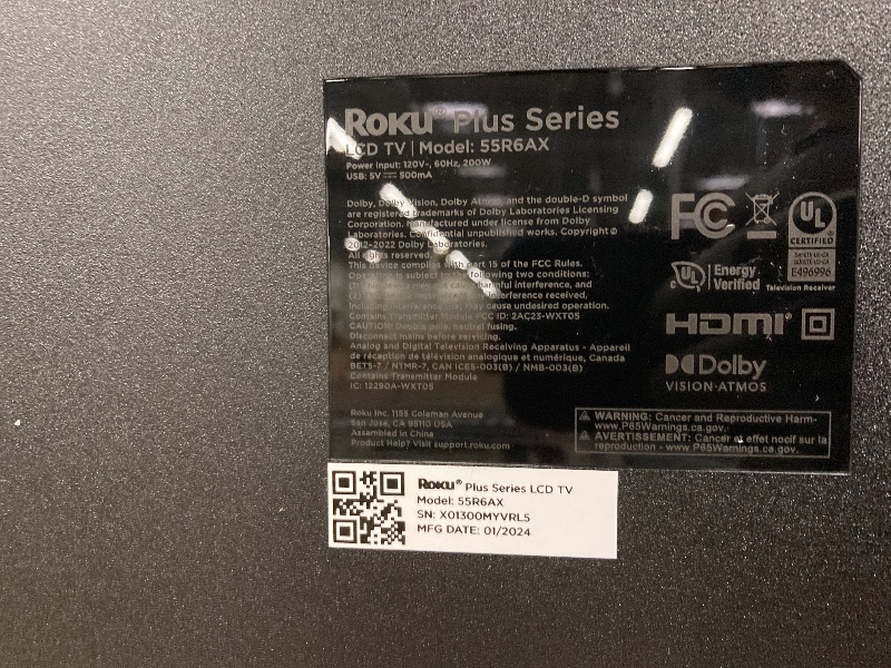 Photo 1 of Roku Smart TV – 55-Inch Plus Series 4K QLED RokuTV with Roku Voice Remote Pro, Dolby Vision, Striking 4K Resolution, Automatic Brightness, & Seamless Streaming – Live Local News & Sports