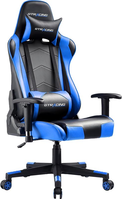 Photo 1 of ***not blue, its white*** GTRACING Gaming Chair Racing Office Computer Ergonomic Video Game Chair Backrest and Seat Height Adjustable Swivel Recliner with Headrest and Lumbar Pillow Esports Chair 
