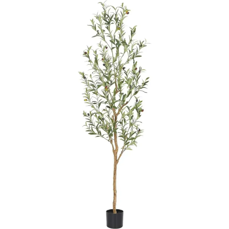 Photo 1 of Artificial Olive Tree 6FT Tall Faux Silk Plant for Home Office Decor Indoor Fake Potted Tree with Natural Wood Trunk and Lifelike Fruits
