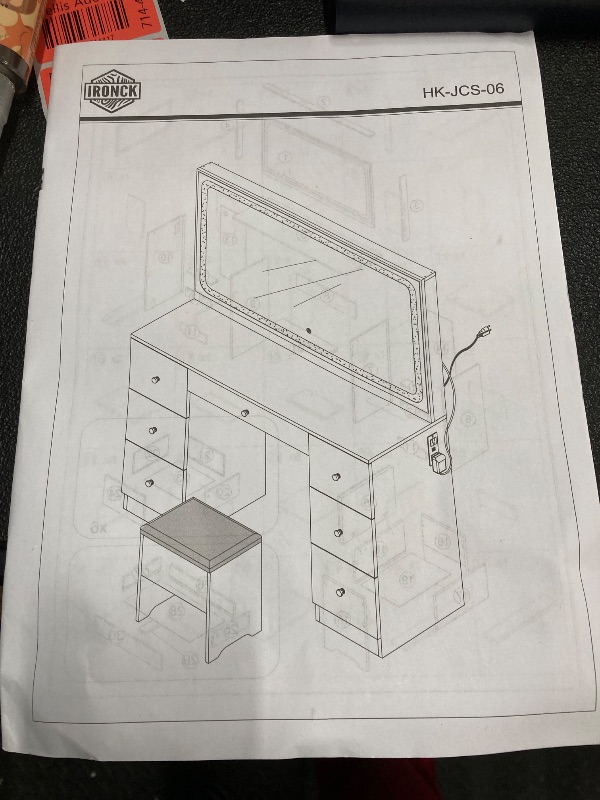 Photo 2 of  White Vanity Desk with Large Mirror, Lights and Charging Station - Large Makeup Table Set with Magnifying Glass Drawers and 3 LED Light Modes, Upgraded