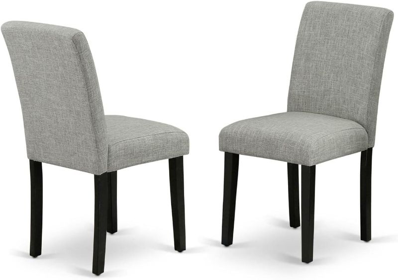 Photo 1 of ****TWO DINING CHAIRS****ABBOTTS PARSON SET OF 2 CHAIRS  SHITAKE LINEN FABRIC AND BLACK LEGS