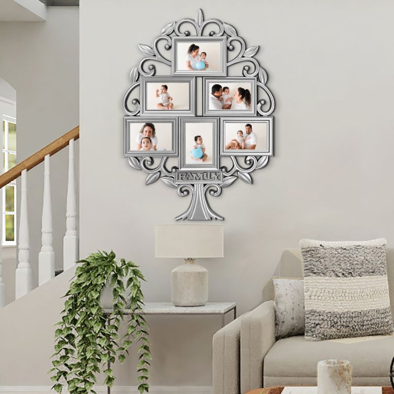 Photo 1 of 28x21 Sliver PVC Picture Frame Tree Wall Display for 4x6 Photos Multi Selfie Collage