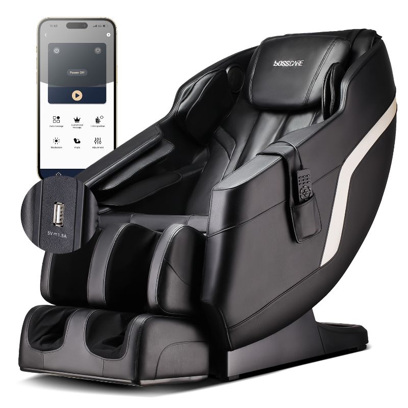 Photo 1 of BOSSCARE Full Body Massage Chair and Recliners Zero Gravity Shiatsu for Relaxation, Black
