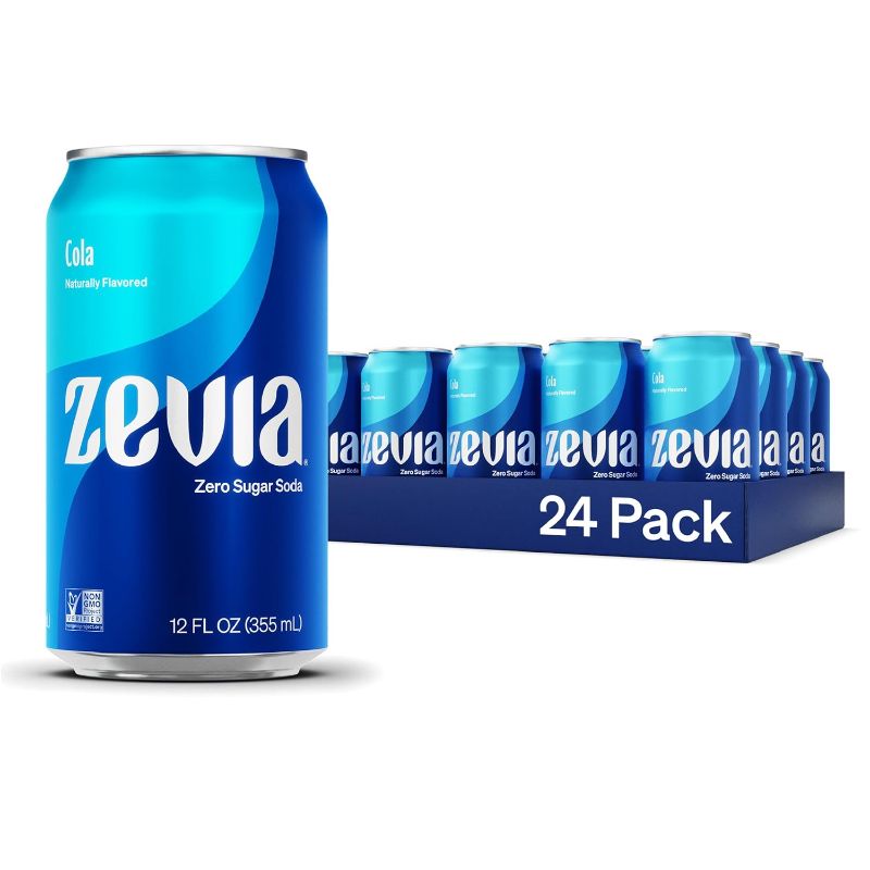 Photo 1 of 
Zevia Zero Sugar Soda, Cola, 12 oz Cans (24-Pack) – Naturally Sweetened, Zero Calorie Sugar Free Soda - Non-GMO Project Verified, Gluten-Free, Vegan
Flavor Name:Cola