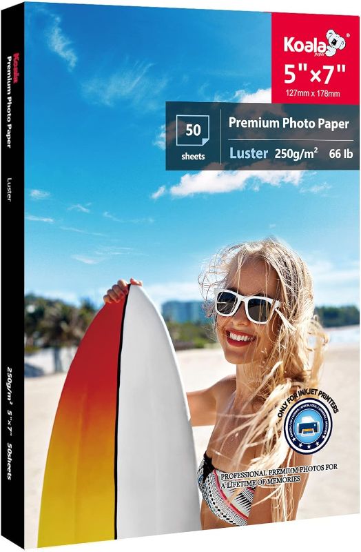 Photo 1 of  Photo Paper 5x7 In Luster Photo Printer Paper for Inkjet Printer Water-Resistant Soft Gloss