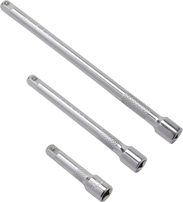 Photo 1 of 2 Pieces 1/2 Inch Drive Socket Extension Set Includes  5 10 Inch Extensions Premium Chrome Vanadium Steel with Mirror Finish