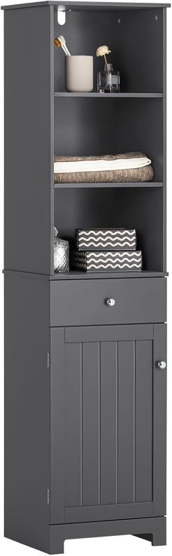 Photo 1 of 
SoBuy Bathroom Tall Storage Cabinet Floor Standing Tower with Shelves Freestanding Cupboard with Drawers Bath Multifunctional Corner Unit, Grey BZR17-DG
