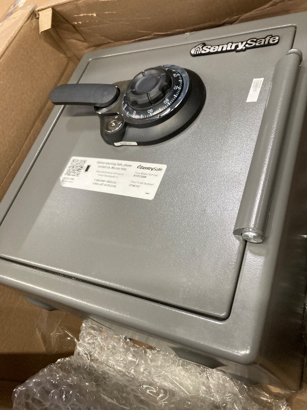 Photo 2 of ***MISSING KEYS, AND SAFE IS LOCKED****SentrySafe Medium Gray Fireproof Safe and Waterproof Safe Box with Dial Combination, Home Safe for Money, Documents, or other Valuables, 1.23 Cubic Feet, SFW123DSB
