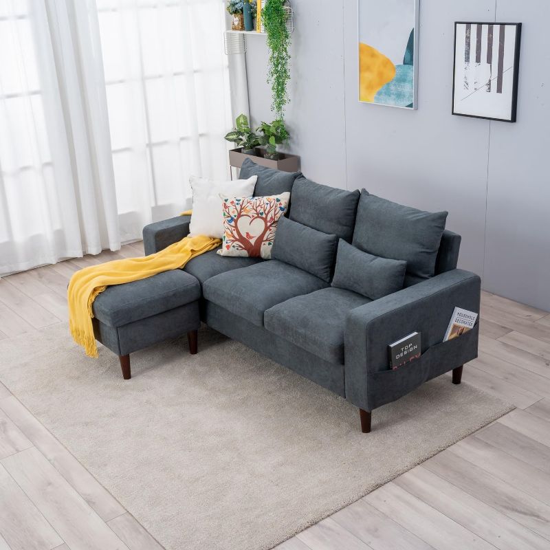 Photo 1 of ****BOX 1 OF 2 ONLY/INCOMPLETE SET****
Panana 3-Seat Sofa Couch with Reversible Back Cushions Modern Fabric Sofa 3 Seater Couch for Small Apartment (Grey, 3 Seater with Ottoman Stool)