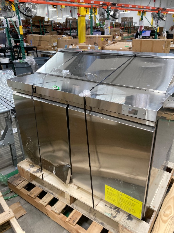 Photo 2 of 48" w commercial refrigerator sandwich salad prep table refrigerator stainless steel with 12 pans