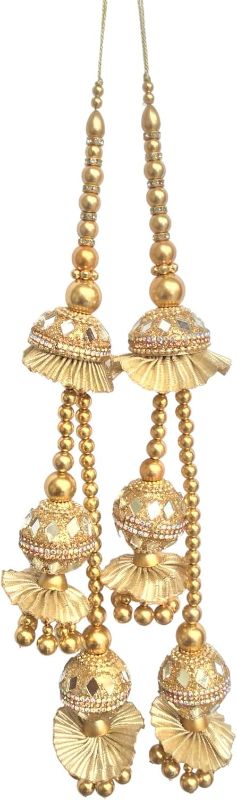 Photo 1 of 1 Pair Blouse Tassels for Bridal Dress Latkan Home Decor Accessories DIY Decor Curtains Cushions Tassel (Golden, 12 Inch)
