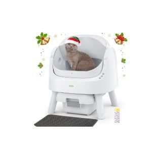 Photo 1 of Cat Litter Box Self Cleaning with Safety Protections, Automatic and Manual Cleaning Modes, Low Noise, Includes Mat And Trash Bags (Rawrose AS11 White)
